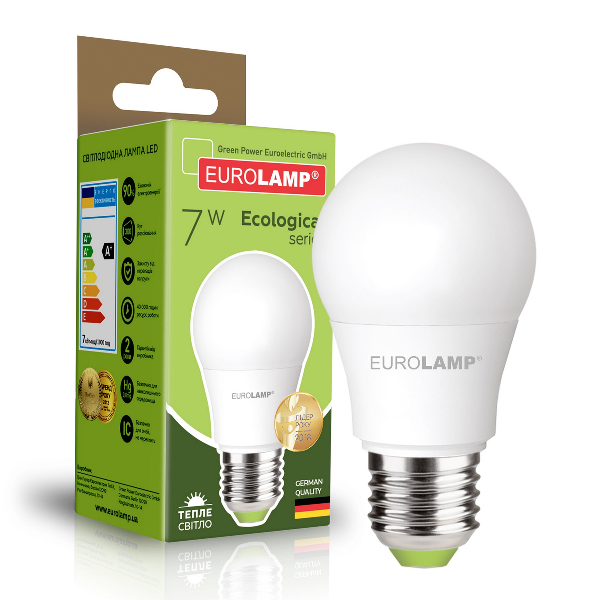 Характеристики светодиодная лампа eurolamp мощностью 7 вт Eurolamp LED EKO A50 7W E27 3000K