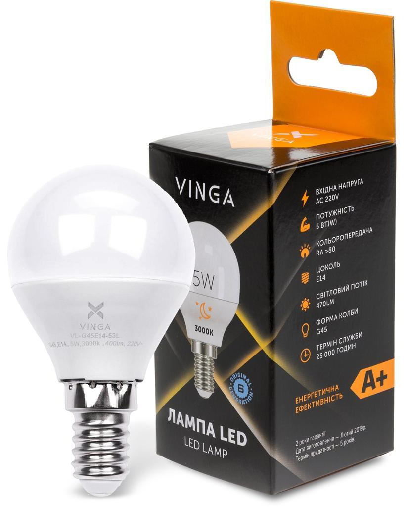 Светодиодная лампа Vinga VL-G45E14-53L в интернет-магазине, главное фото