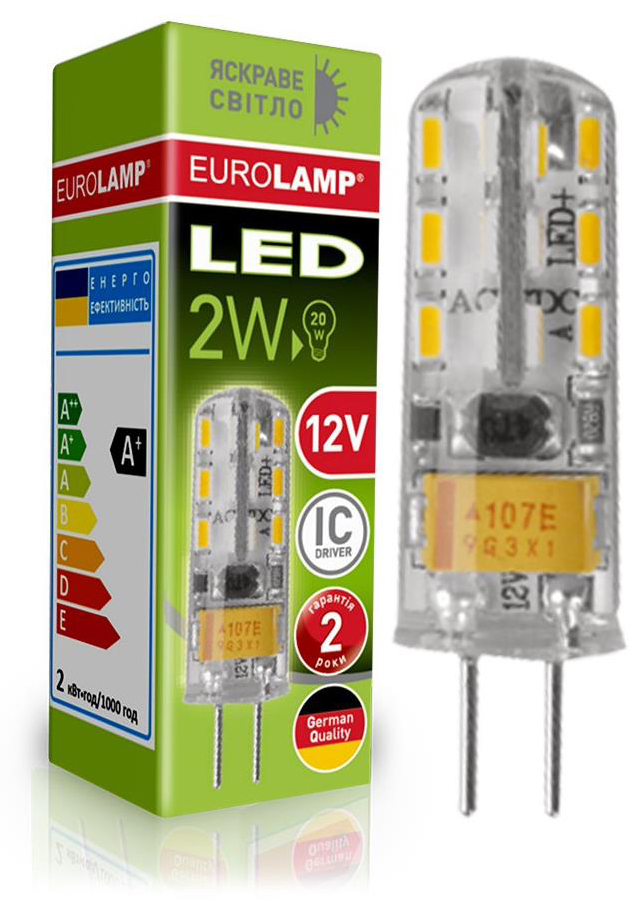 Светодиодная лампа Eurolamp форма капсула Eurolamp LED силикон G4 2W 4000K 12V (LED-G4-0240(12))