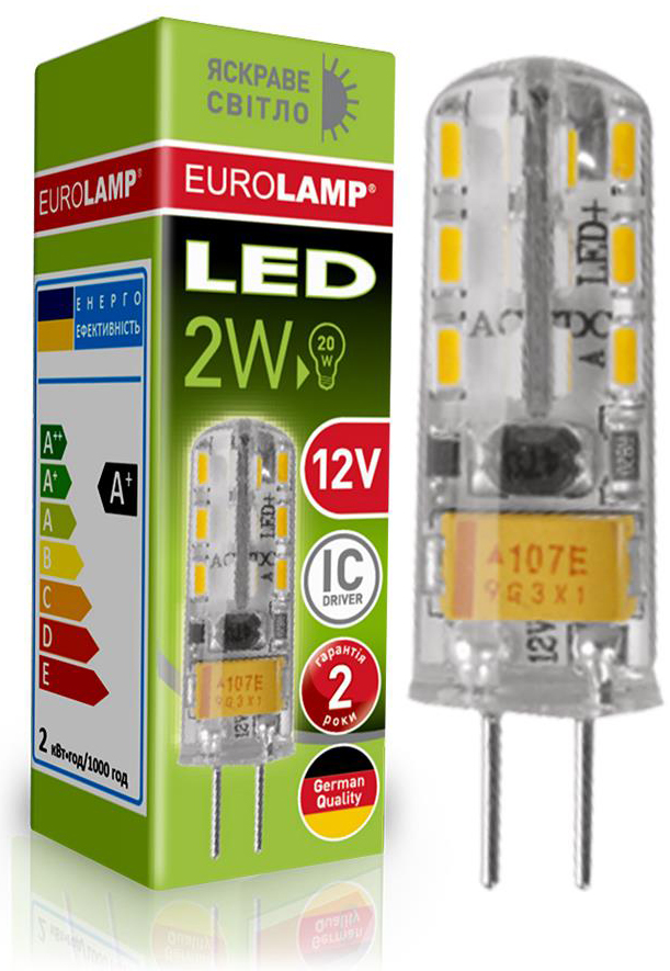 Светодиодная лампа Eurolamp форма капсула Eurolamp LED силикон G4 2W 4000K 12V